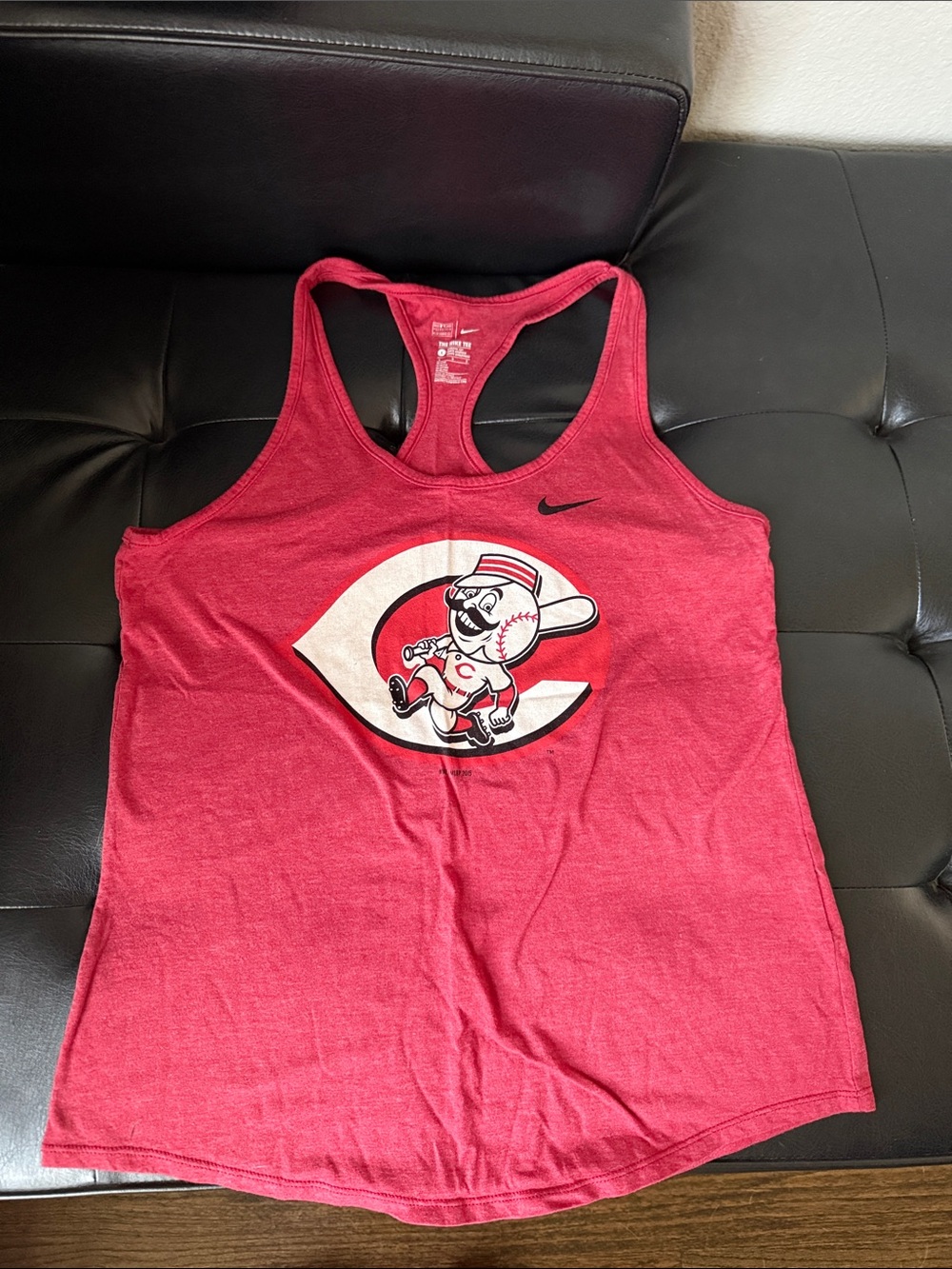 Nike Red Racerback Tank with Cincinnati Reds Mascot Graphic